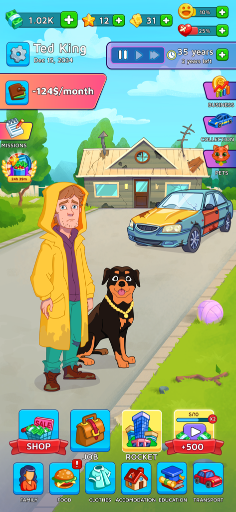 Money Empire: Rich Tycoon Life - Un personaje que comienza desde cero en el simulador Money Empire Rich Tycoon Life.