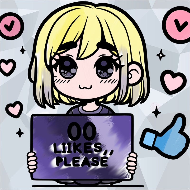 a girl with a sign saying 100 likes, please