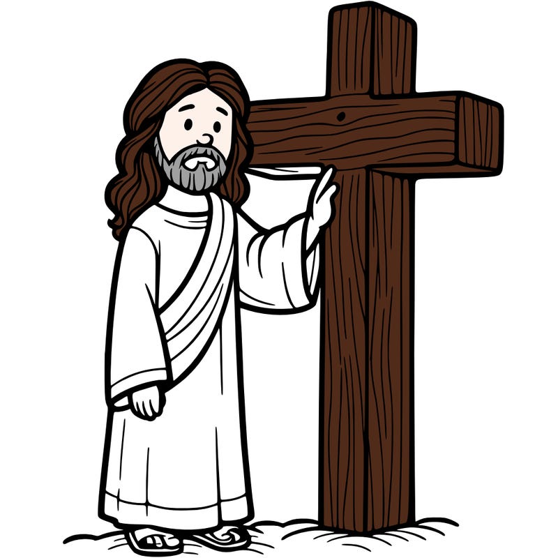 jesus standing beside the cross