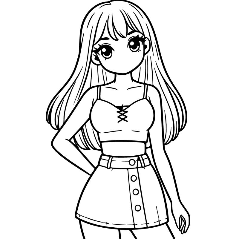 girl with a crop top and mini skirt