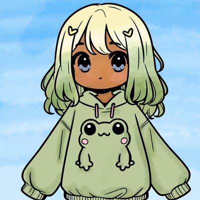 girl wearing frogging sweatshirt