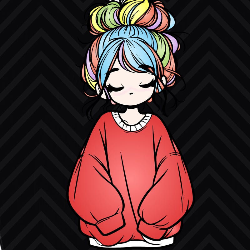 girl with baggy sweatshirt and messy bun