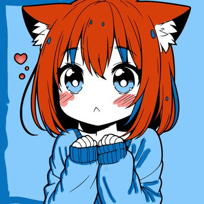 shy anime catgirl