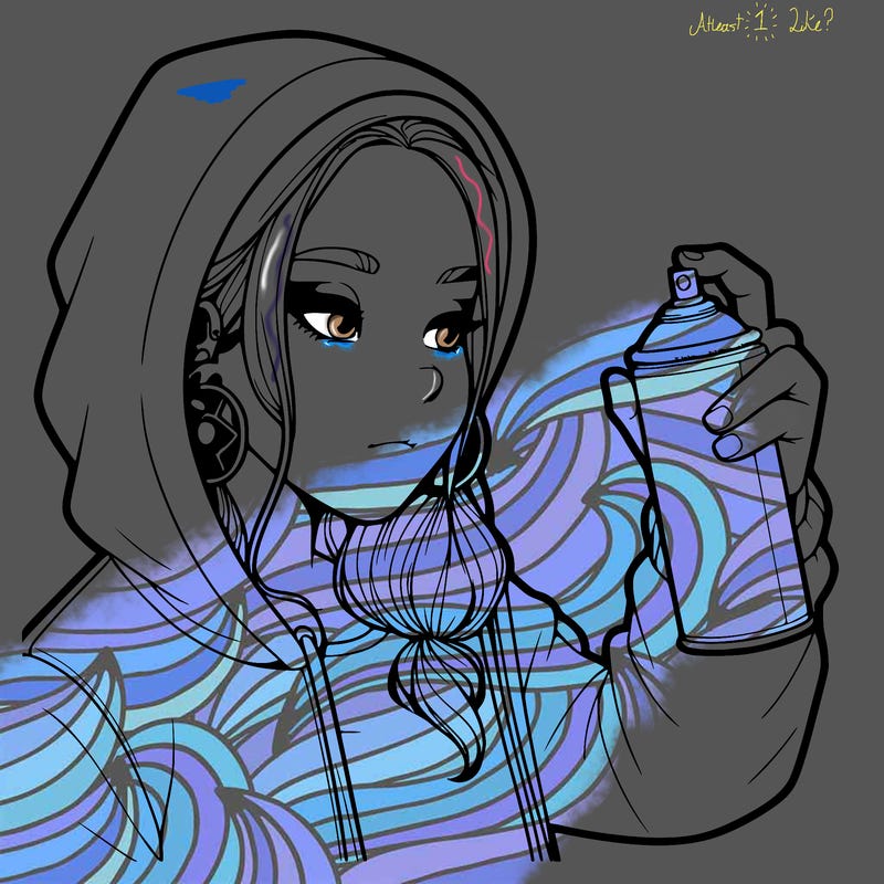 a realistic girl, spray painting