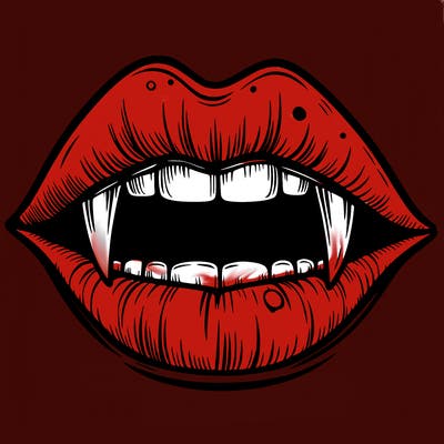 lips with vampire teeth