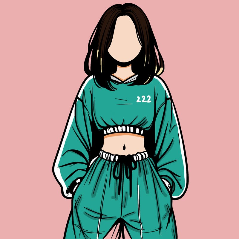 realistic girl faceless with baggy pants and a crop top