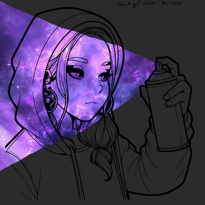 a realistic girl, spray painting