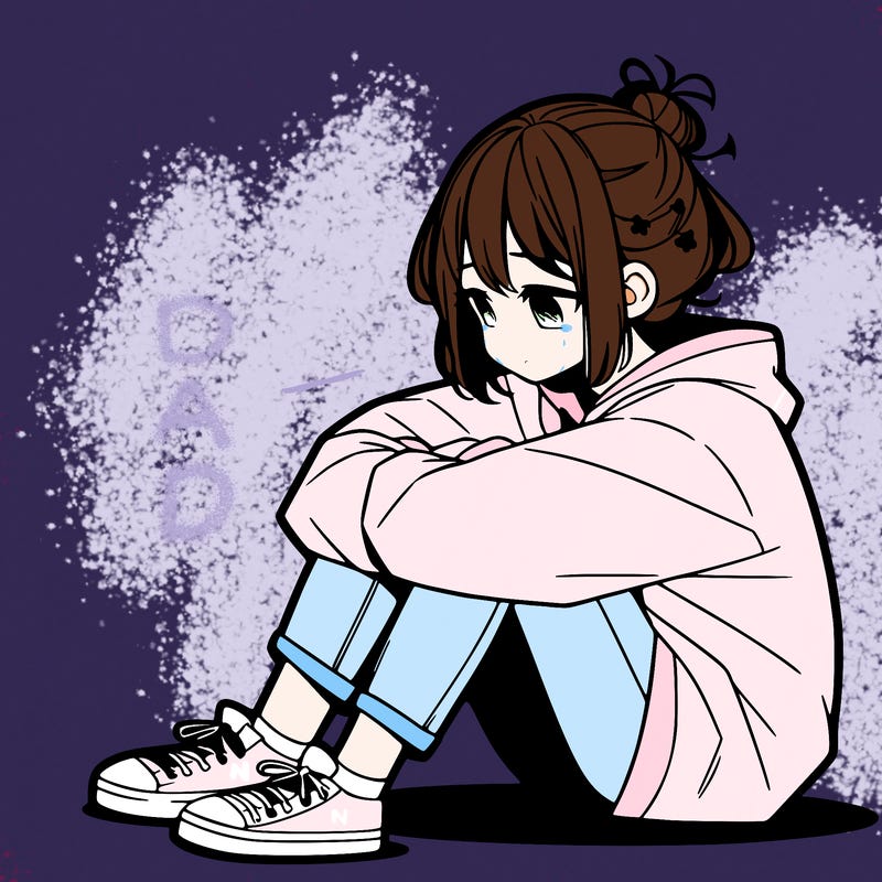 sad anime girl sitting alone