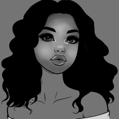 realistic girl with wavy hair and lips