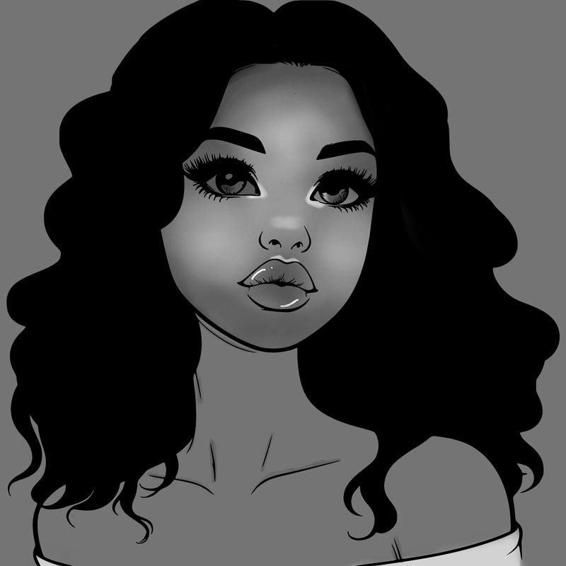 realistic girl with wavy hair and lips