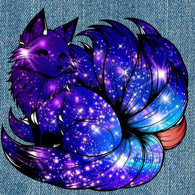 realistic detailed 9 tailed anime fox