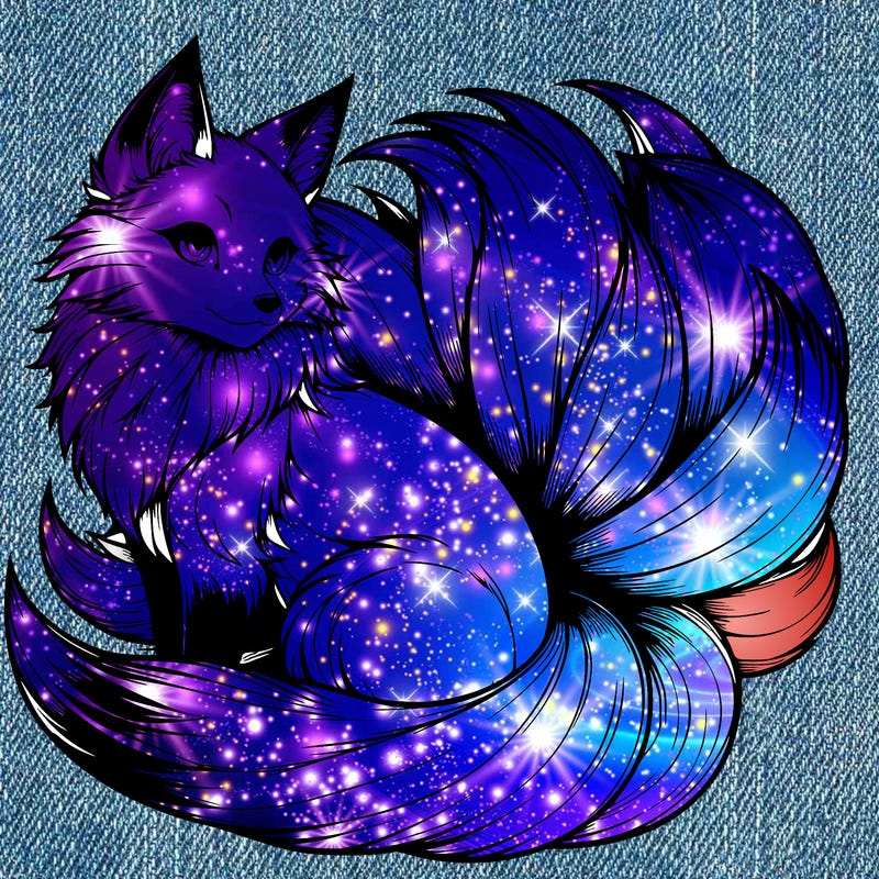 realistic detailed 9 tailed anime fox