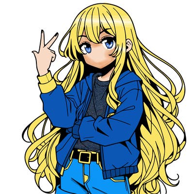 one anime girl with long hair and a cool pose