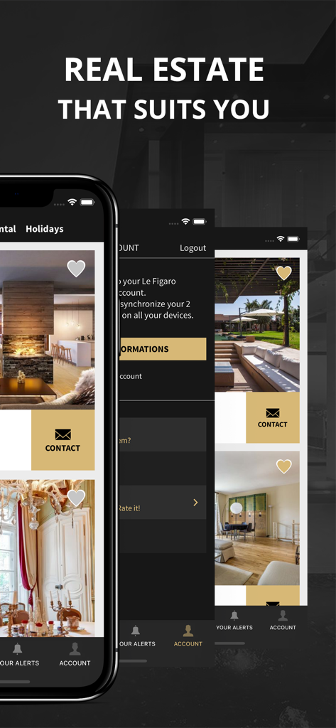 Le Figaro Properties - Le Figaro Properties app interface featuring luxury French real estate listings