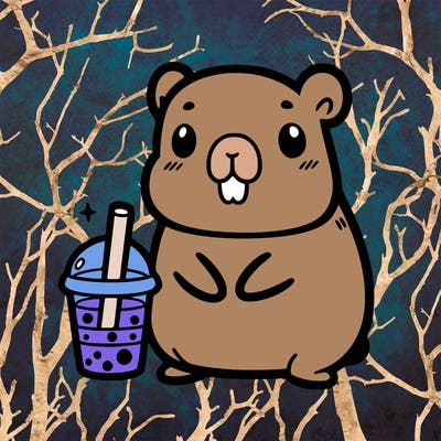 kwaii capybara with boba
