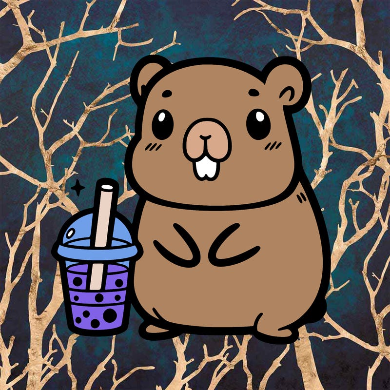 kwaii capybara with boba