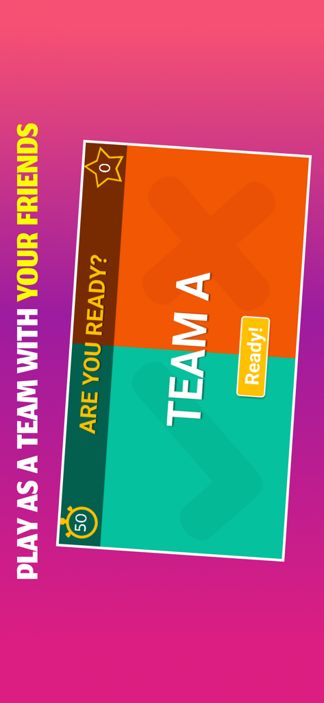 Charades - Forehead Team Game - Team selection screen in the Charades forehead game showing Team A ready option