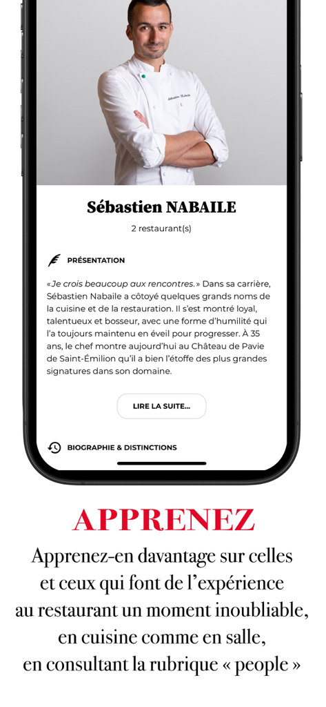 Gault&Millau France - Chef profile page featuring Sebastien Nabaile in the Gault Millau app