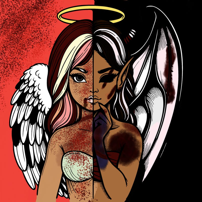 realistic angel half demon