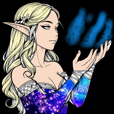 realistic elf girl doing magic