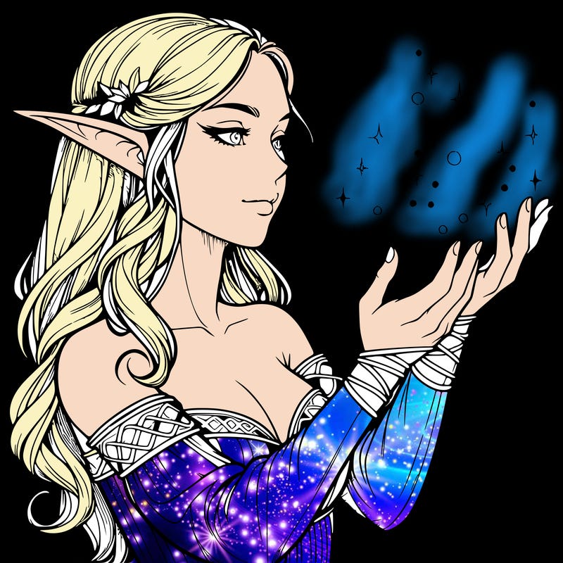 realistic elf girl doing magic