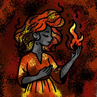 woman with fire