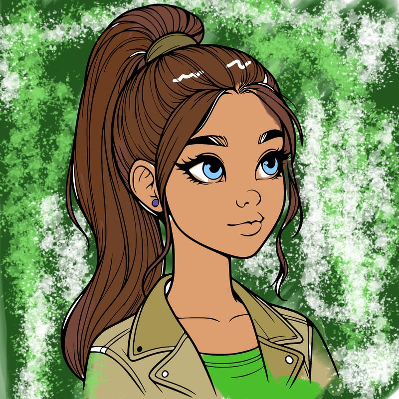 realistic girl with a high ponytail