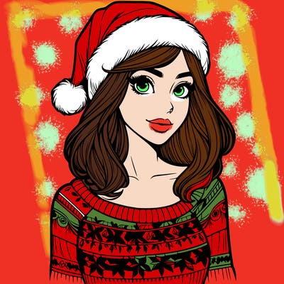 realistic lady in a christmas sweater