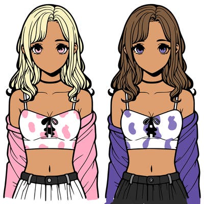 realistic girl split in 4 sections