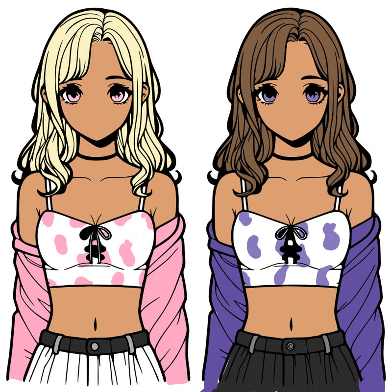 realistic girl split in 4 sections