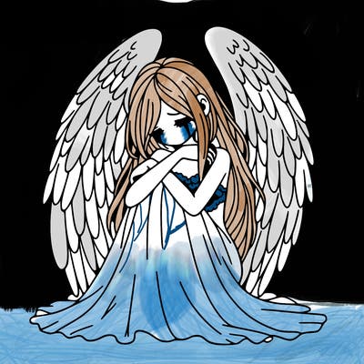 ethereal girl in grief, lonely and heartbroken