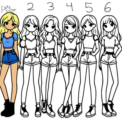 a group of girls wearing crop tops and shorts