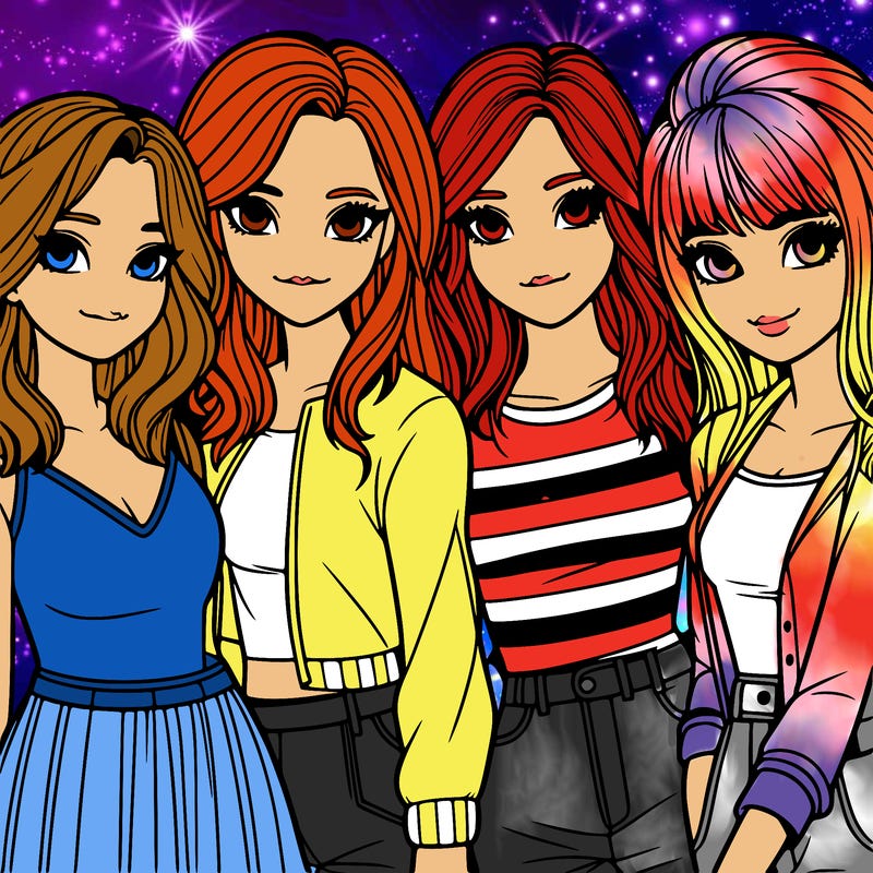 a group of girls realistic