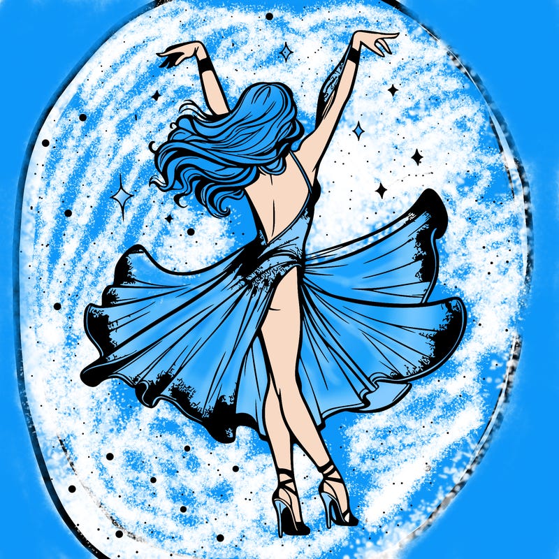 dancer dancing with a shimmery costume on realistic