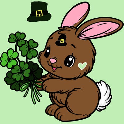 bunny with a bunch of clover