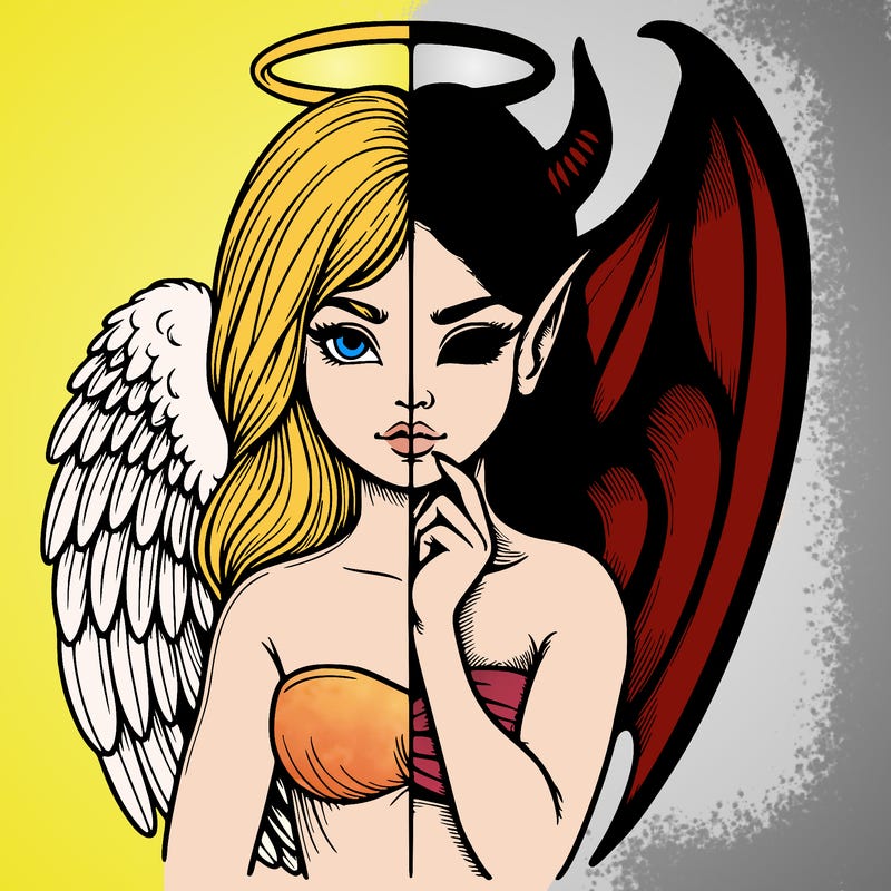 realistic angel half demon