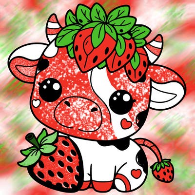 cute strawberry cow