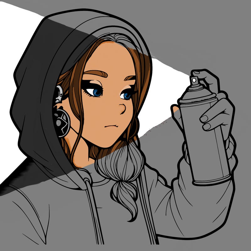 a realistic girl, spray painting