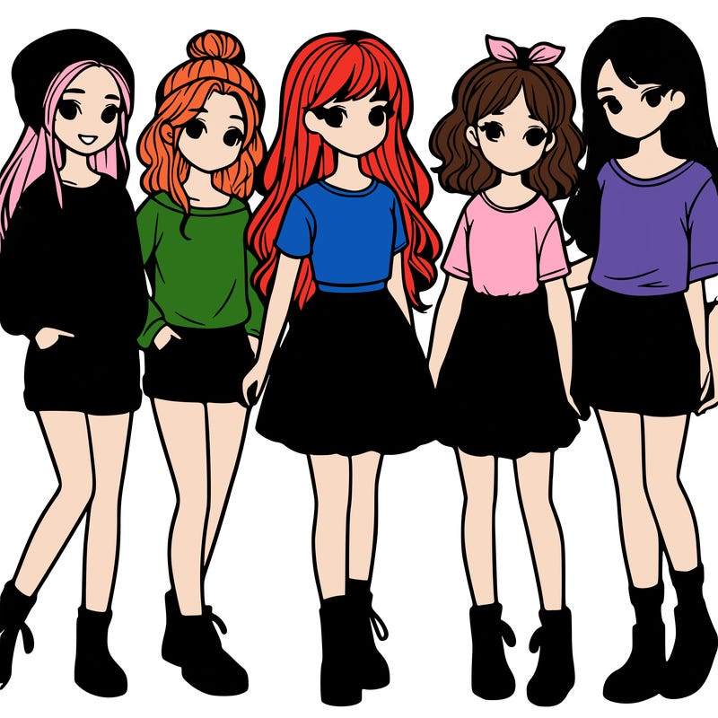 a group of five girls