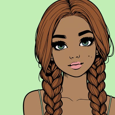 realistic girl with braids