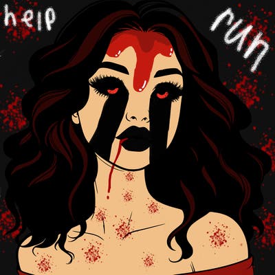 realistic girl with wavy hair and lips