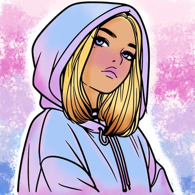 a realistic girl in a hoodie