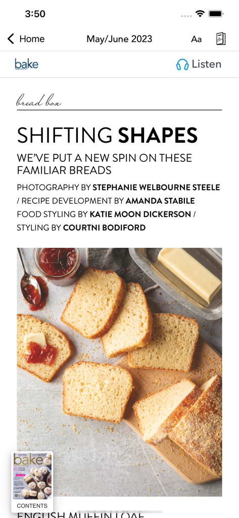 Bake from Scratch - Slices of artisan bread on a wooden board with butter and jam featured in the Bake from Scratch app