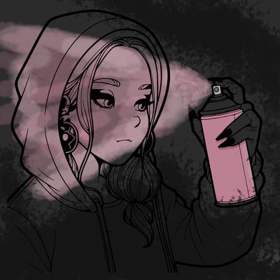 a realistic girl, spray painting