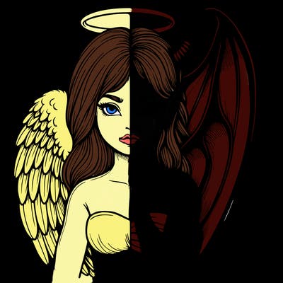 realistic angel half demon