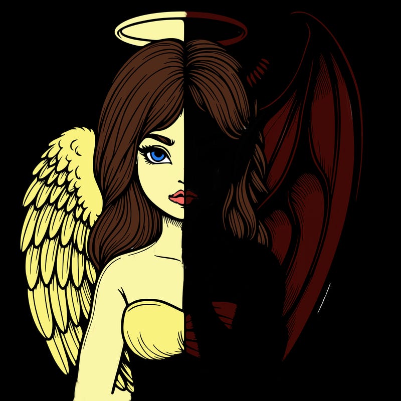 realistic angel half demon