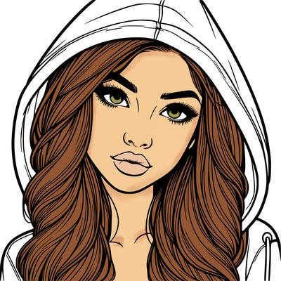 realistic beautiful girl with a hood on