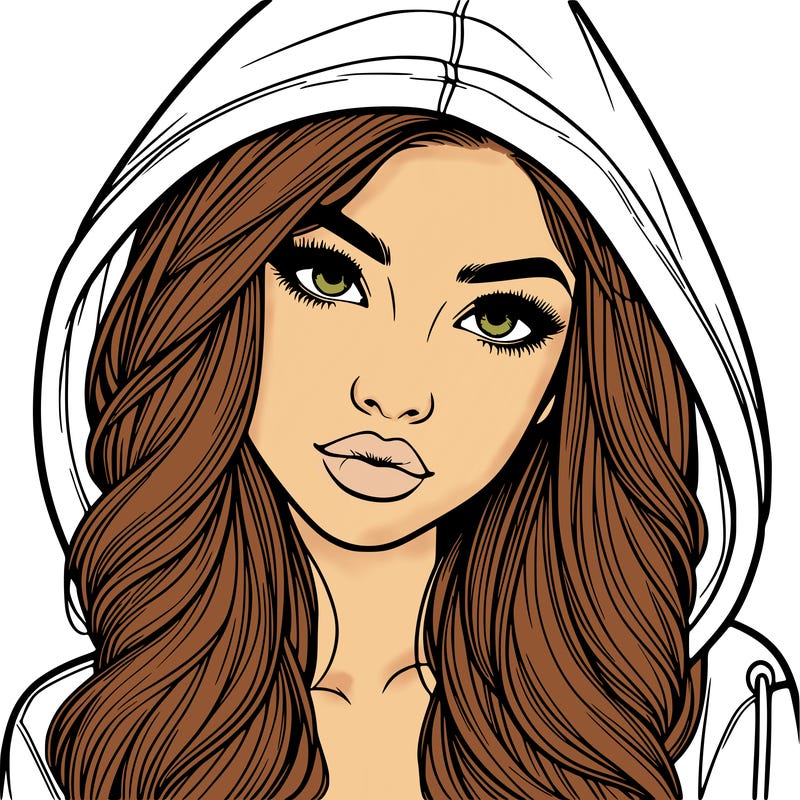 realistic beautiful girl with a hood on