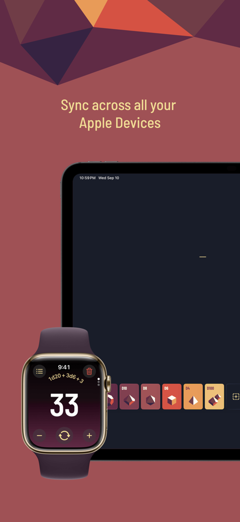 Twilight Dice App zeigt synchronisierte RPG-Würfelwürfe auf Apple Watch und iPad