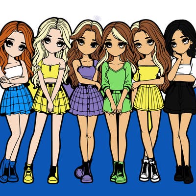 a group of girls realistic